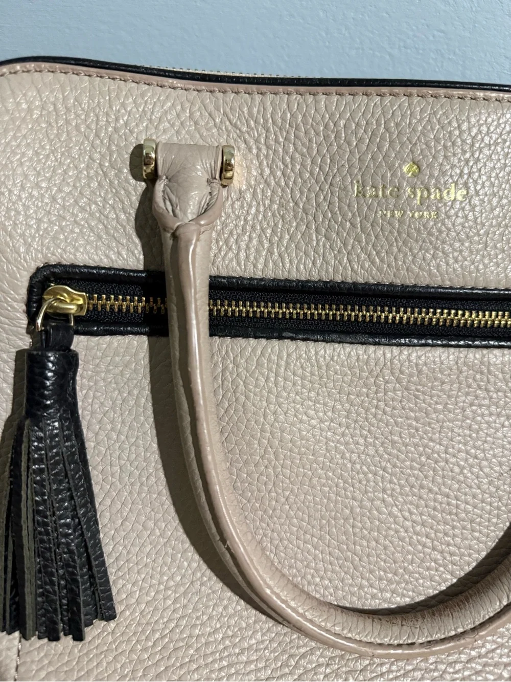Kate Spade Pebbled Leather Dome Satchel Allyn Chester — Taupe